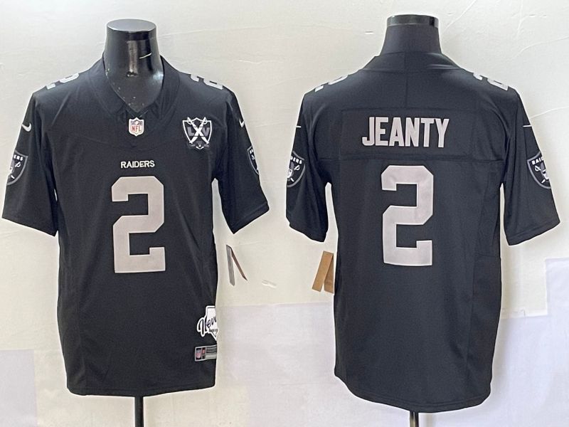 Men 2025 Oakland Raiders #2 Jeanty Grey Throwback Three generations Nike Limited NFL Jersey style 1